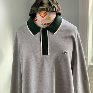 New! Mens Lacoste Grey Long Sleeve Polo